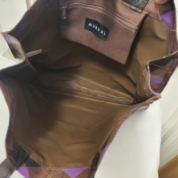 Murval Argyle Print Tote & Cosmetic Case - Picture 7 of 8